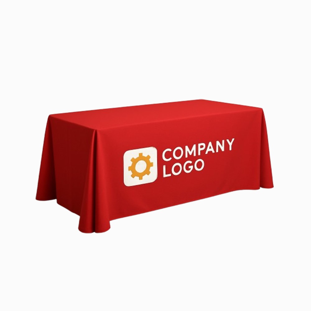 Custom printed table cover for an event display